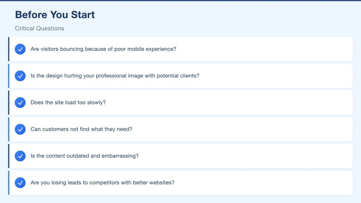 Before You Start: Critical Questions Infographic